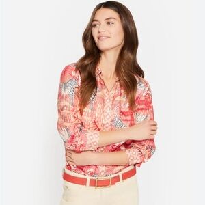 J. McLaughlin Darcey Silk Shirt Equine Garden Diamond Button Down